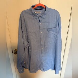 Tommy Bahama Blue Men's Button Down Linen Blend Shirt